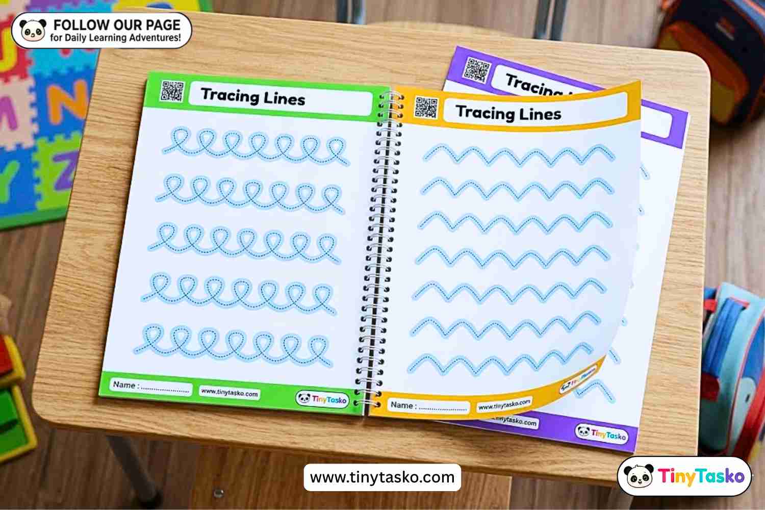 8-Page Tracing Lines Practice Worksheets for Kids | Preschool & Kindergarten