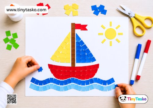 Easy Paper Mosaic Craft: Free Printable Template for Kids