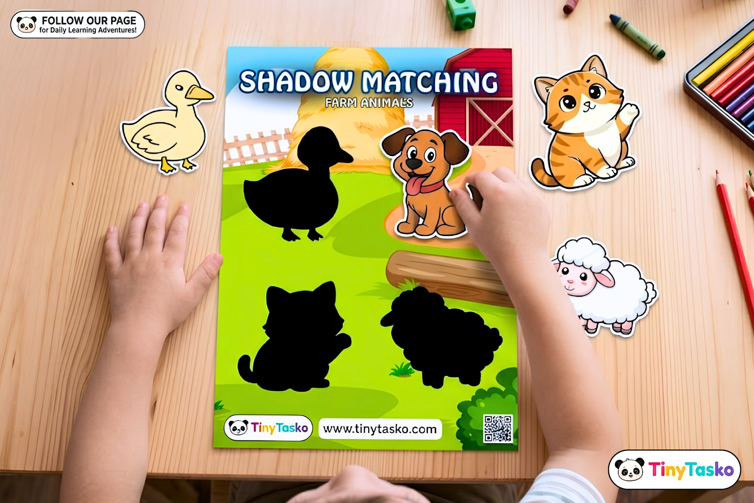 Farm Animal Shadow Matching Game for Toddlers