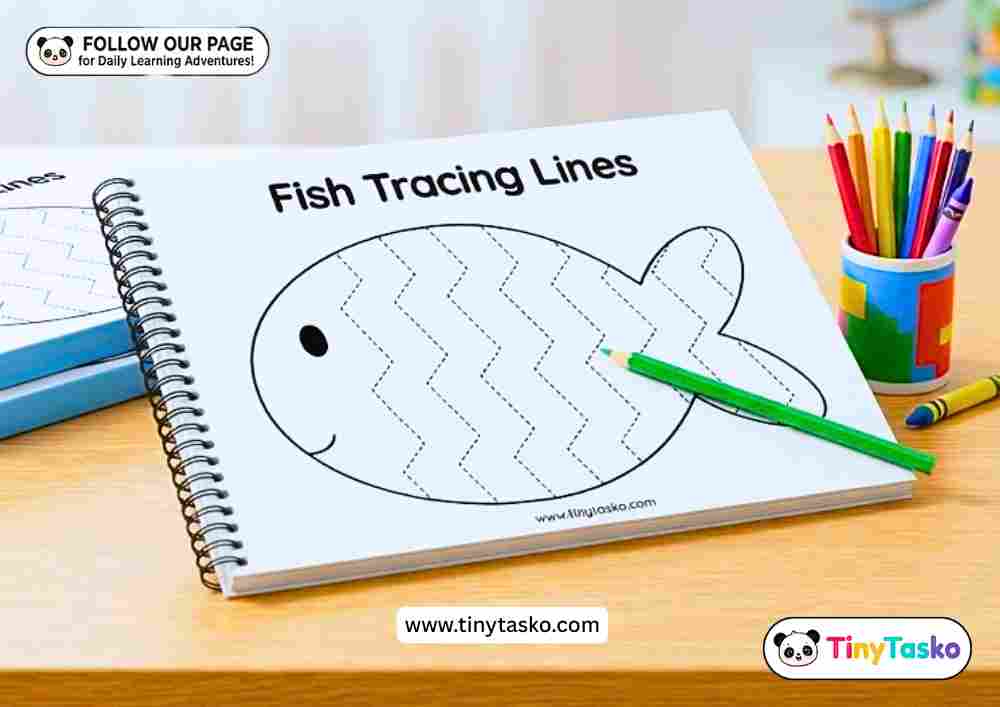 Fun Fish Tracing Lines Worksheets for Preschool & Kindergarten