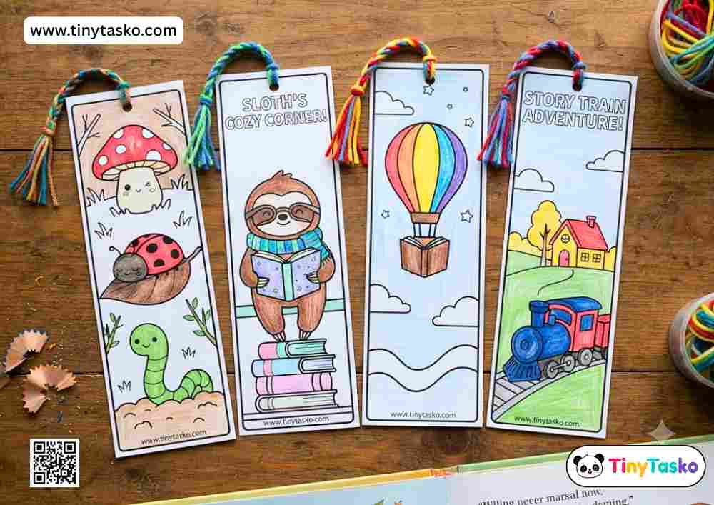 Printable Cute Animal Coloring Bookmarks for Kids