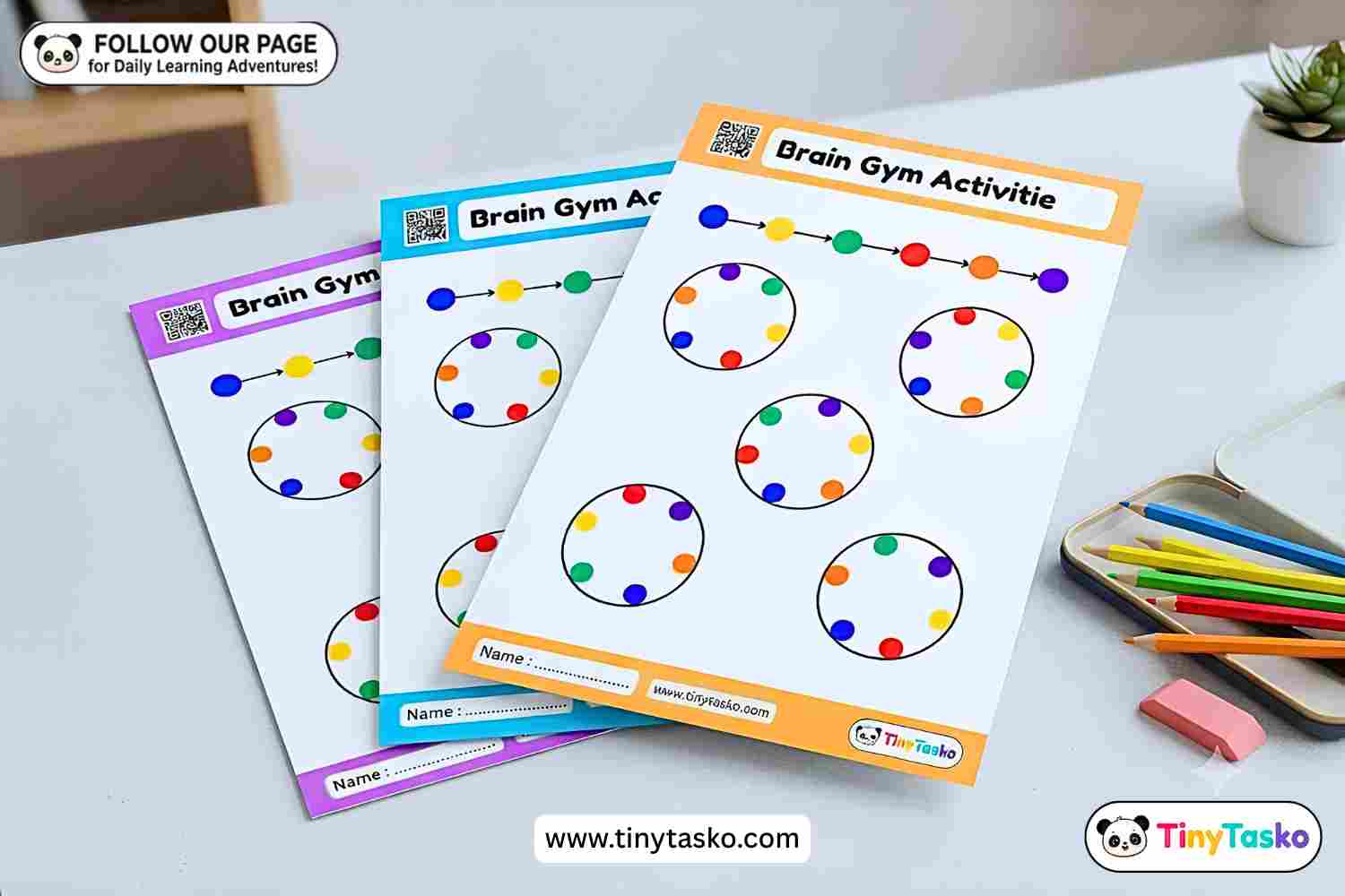 Brain Gym Activities: Pattern Matching & Visual Tracking Worksheets for Kids