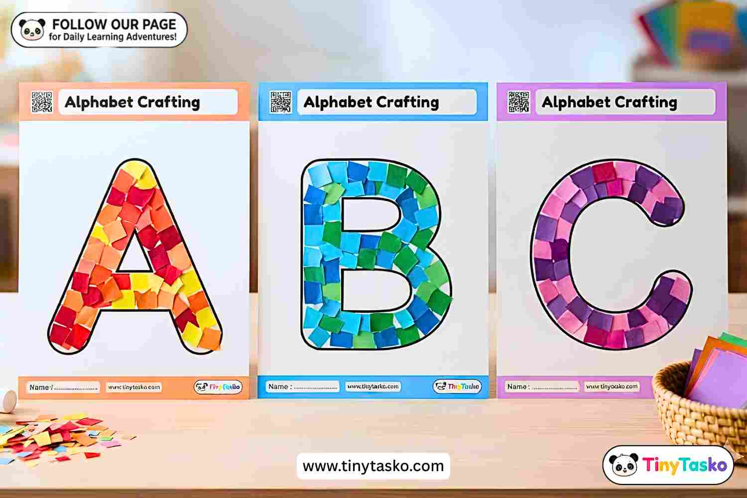 Alphabet Collage Crafting Worksheets – Preschool Fine Motor Skills Activity